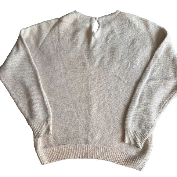 Andrea Gayle Embroidery Silk Pullover Sweater S Angora Lambwool Blush Cream VTG - Picture 7 of 7